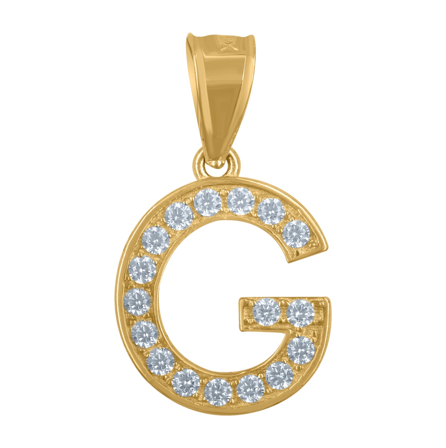 10K Yellow Gold Unisex Cubic-Zirconia Letter Alphabet Initials Charm Pendant