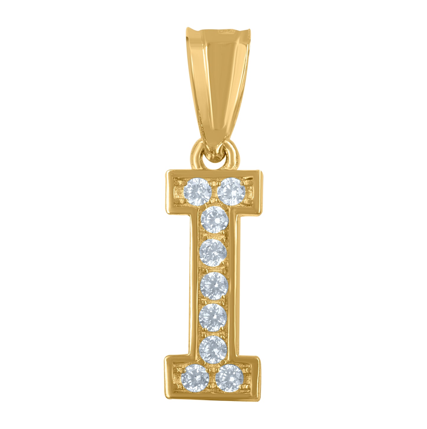 10K Yellow Gold Unisex Cubic-Zirconia Letter Alphabet Initials Charm Pendant