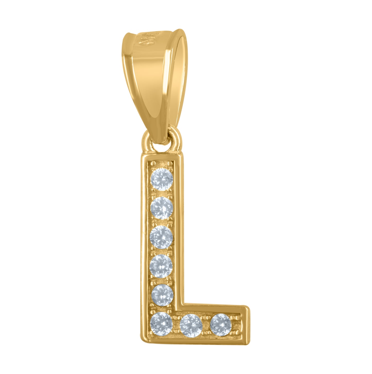 10K Yellow Gold Unisex Cubic-Zirconia Letter Alphabet Initials Charm Pendant