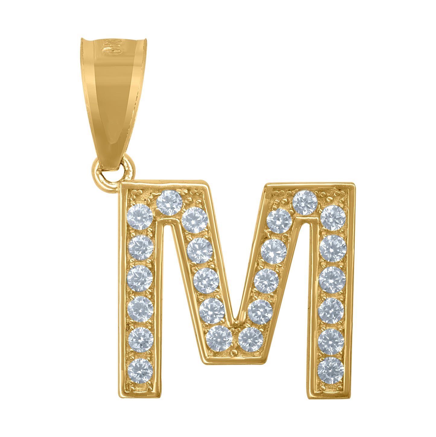 10K Yellow Gold Unisex Cubic-Zirconia Letter Alphabet Initials Charm Pendant