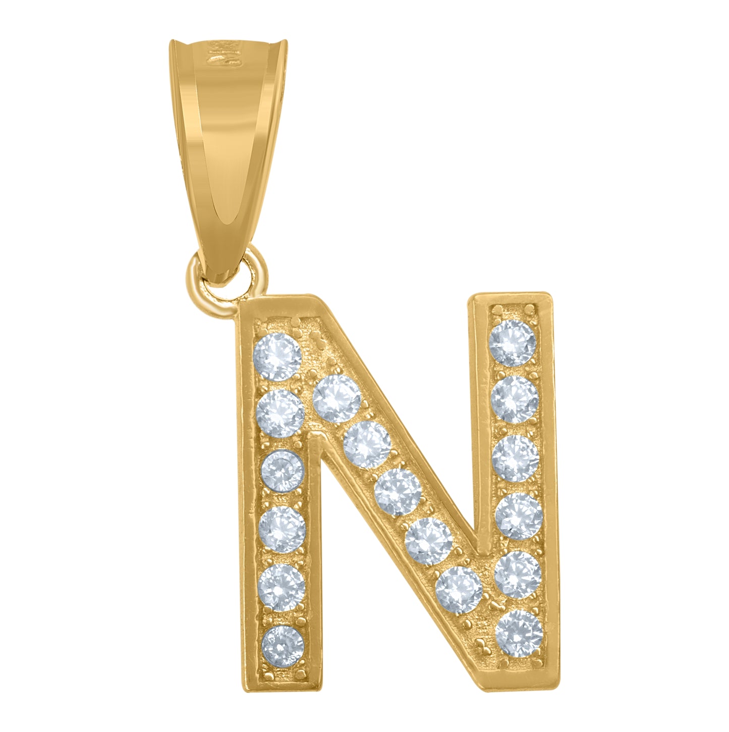 10K Yellow Gold Unisex Cubic-Zirconia Letter Alphabet Initials Charm Pendant