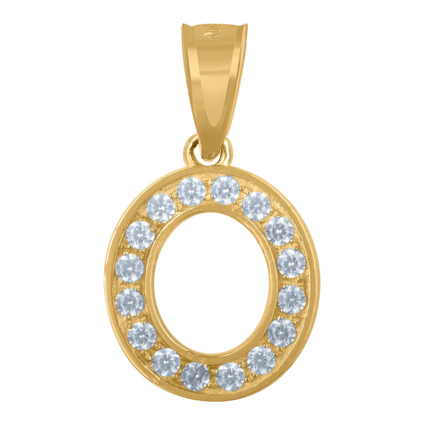 10K Yellow Gold Unisex Cubic-Zirconia Letter Alphabet Initials Charm Pendant