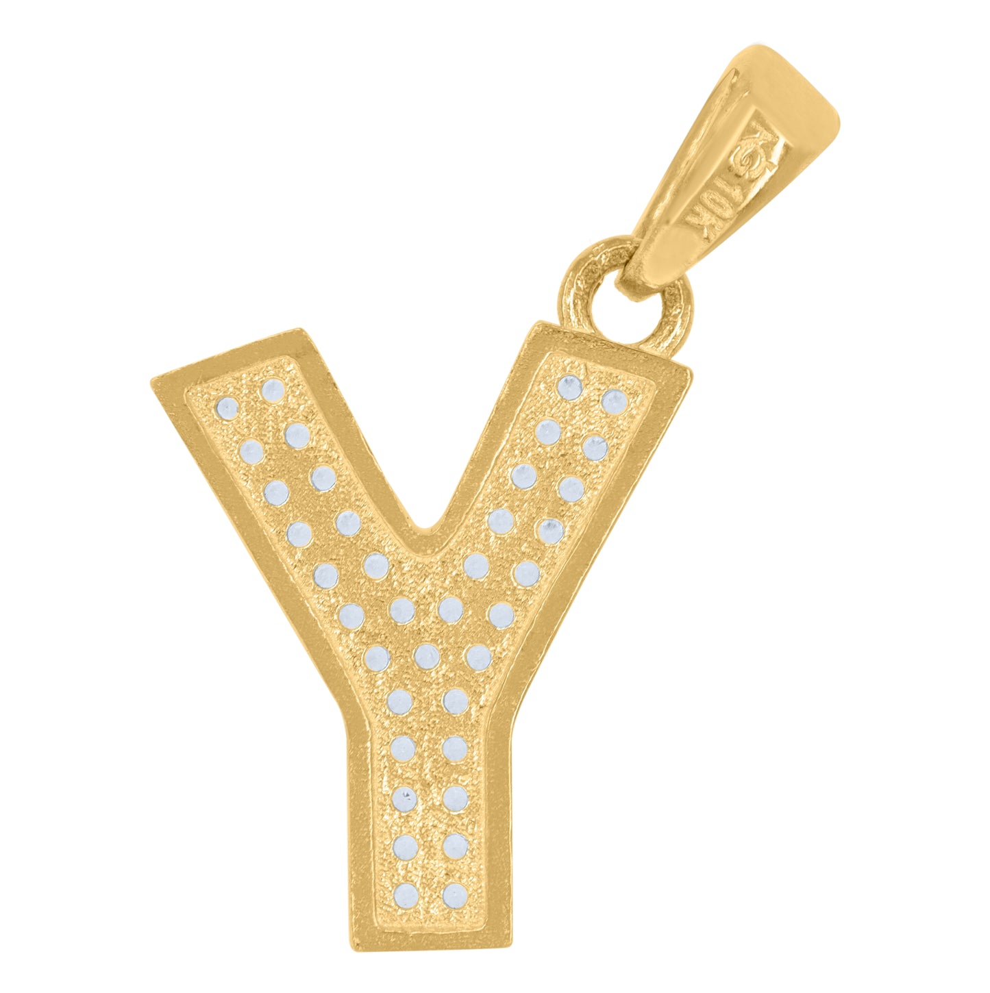 10K Yellow Gold Unisex Cubic-Zirconia Initial Alphabet Charm Pendant