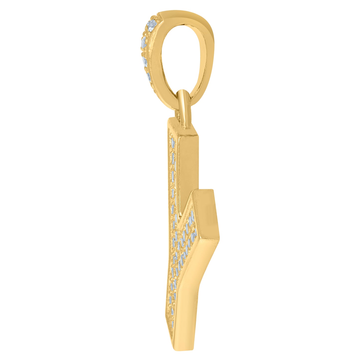 10K Yellow Gold Unisex Cubic-Zirconia Initial Alphabet Charm Pendant