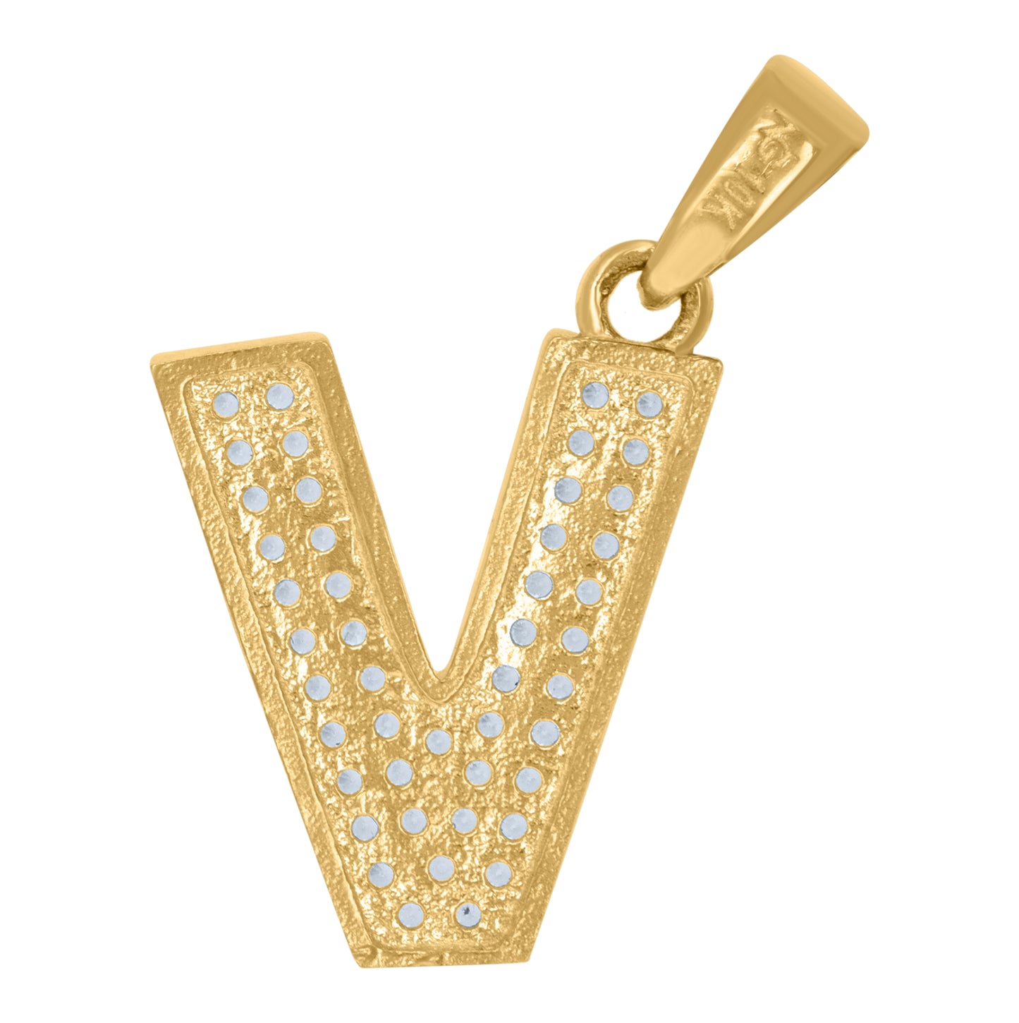 10K Yellow Gold Unisex Cubic-Zirconia Initial Alphabet Charm Pendant