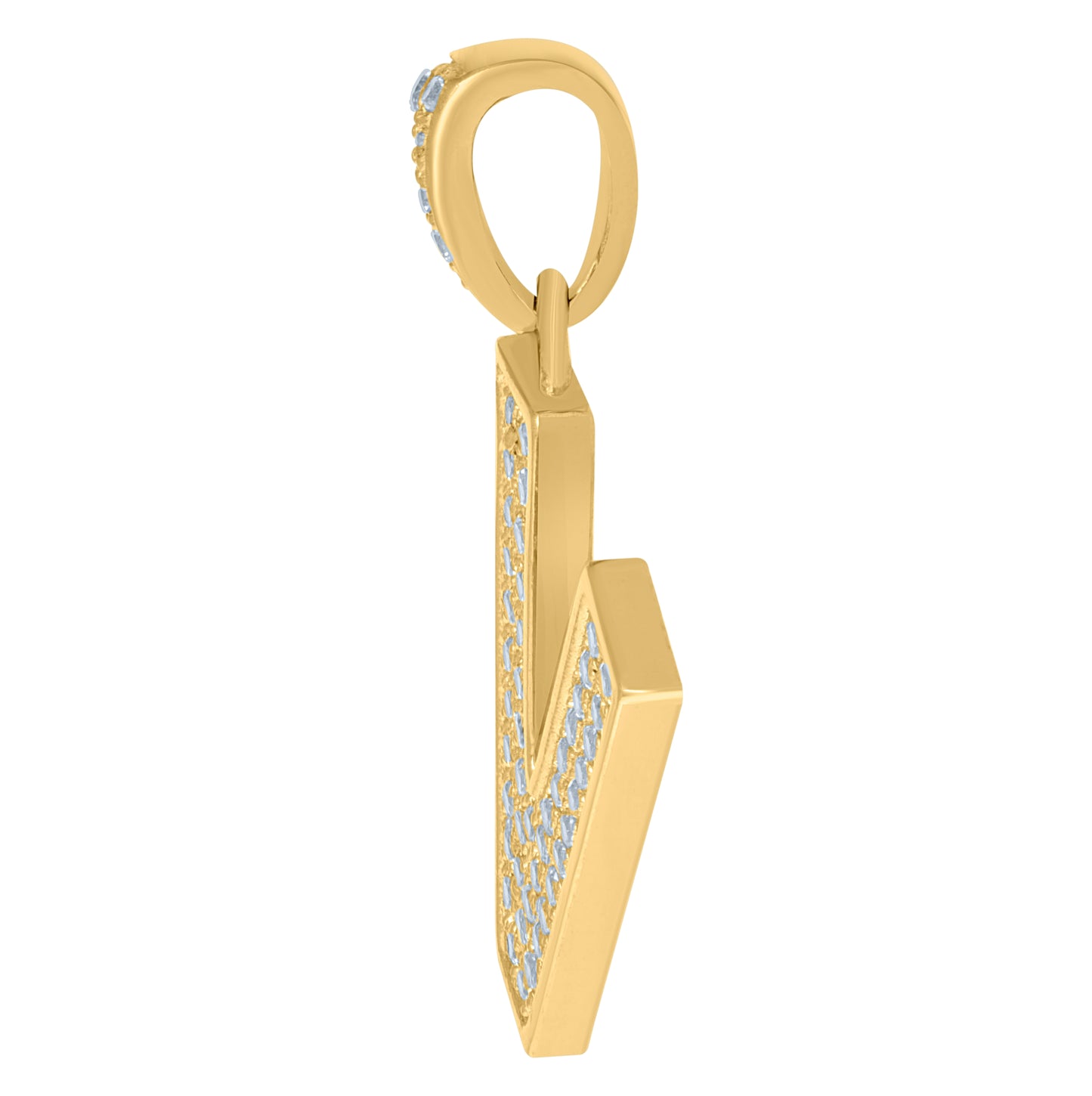 10K Yellow Gold Unisex Cubic-Zirconia Initial Alphabet Charm Pendant