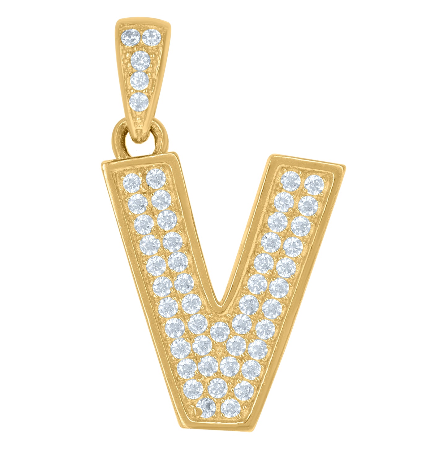 10K Yellow Gold Unisex Cubic-Zirconia Initial Alphabet Charm Pendant