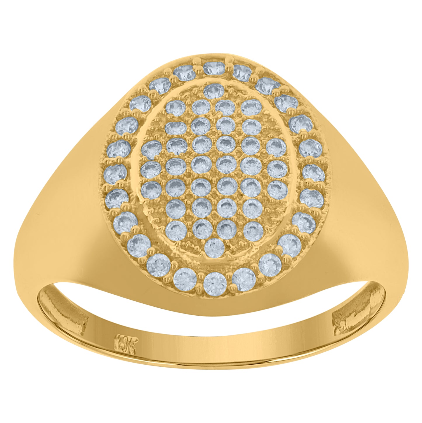 10K Yellow Gold Mens Cubic-Zirconia Oval Head Cluster Fashion Rings