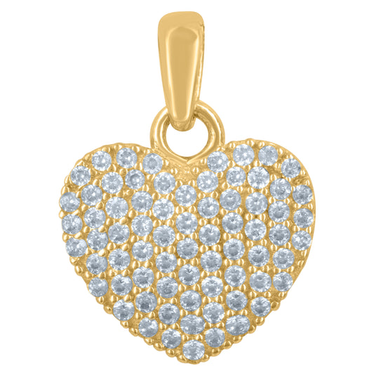 10K Yellow Gold Womens Cubic Zirconia Heart Charm Pendant