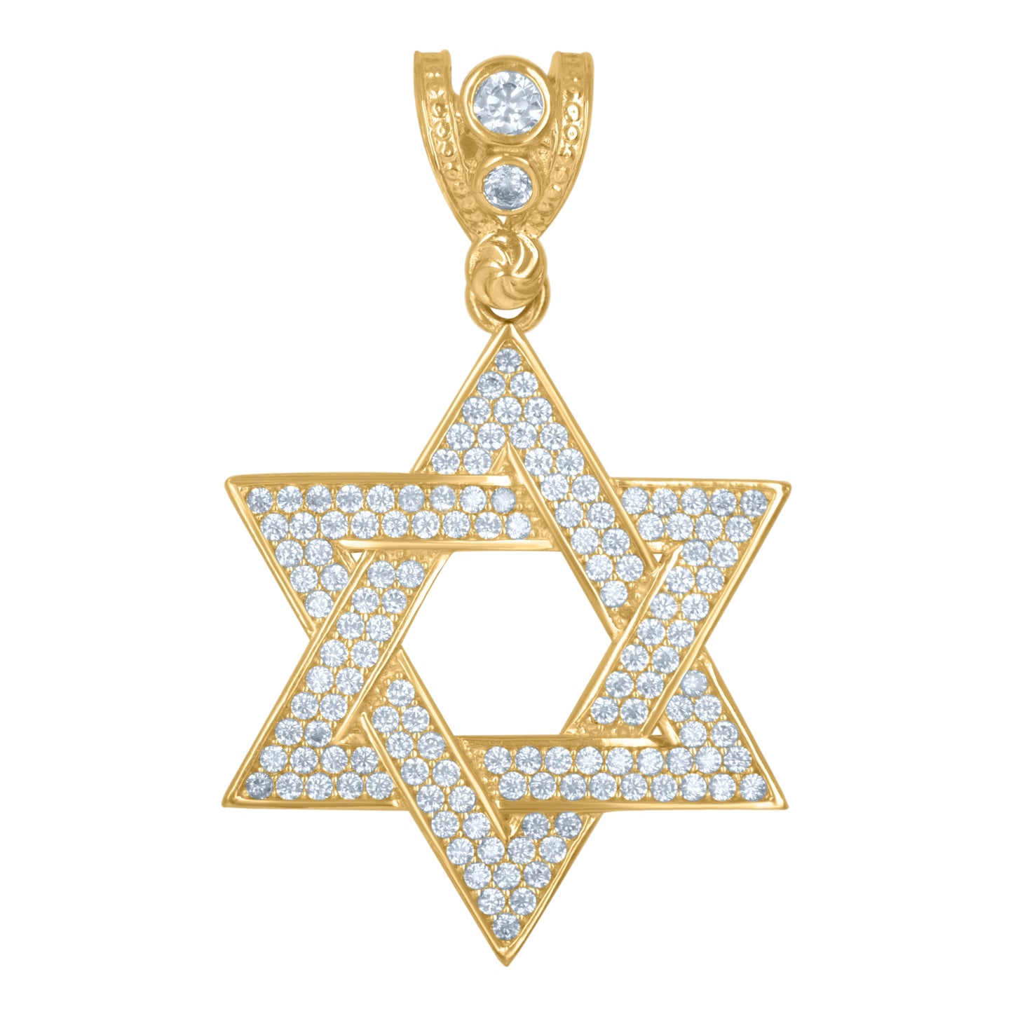 10K Yellow Gold Mens Cubic Zirconia Star Of David Religious Charm Pendant