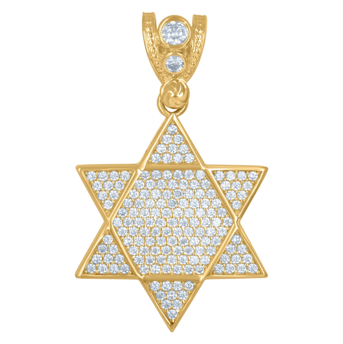 10K Yellow Gold Mens Cubic Zirconia Cluster Star Of David Religious Charm Pendant