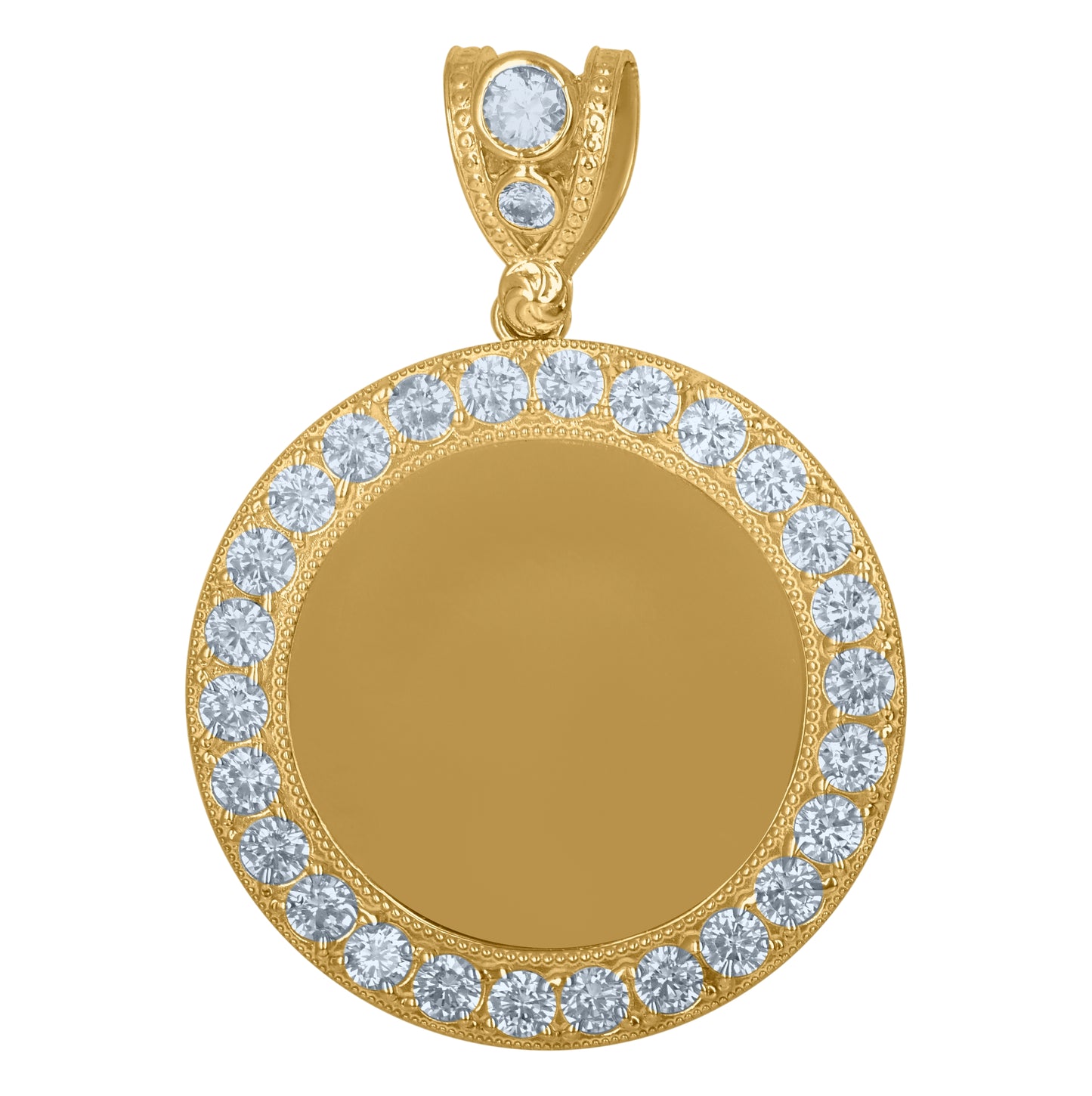 10K Yellow Gold Mens Cubic Zirconia Medallion Fashion Charm Pendant