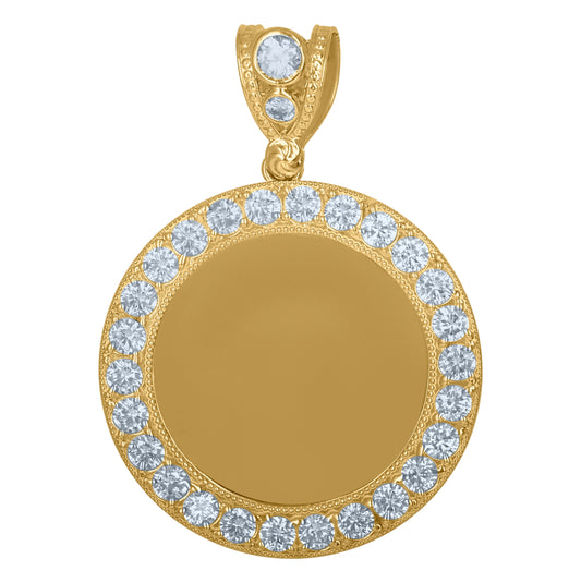 10K Yellow Gold Mens Cubic Zirconia Medallion Fashion Charm Pendant