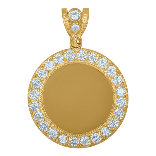 10K Yellow Gold Mens Cubic Zirconia Medallion Fashion Charm Pendant
