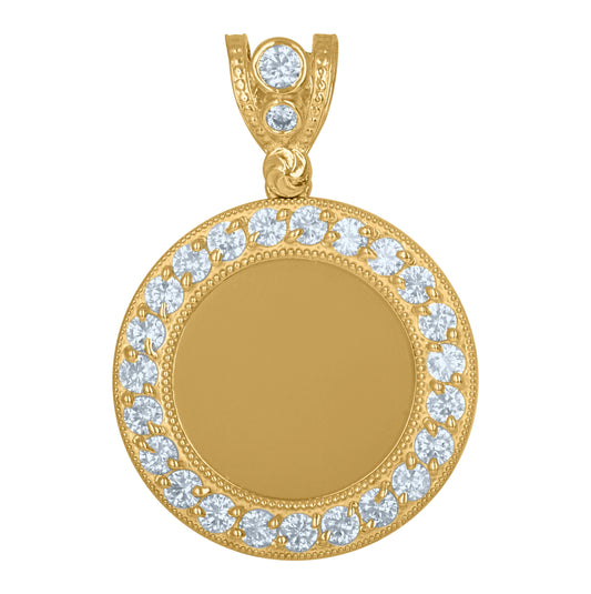 10K Yellow Gold Mens Cubic Zirconia Medallion Fashion Charm Pendant