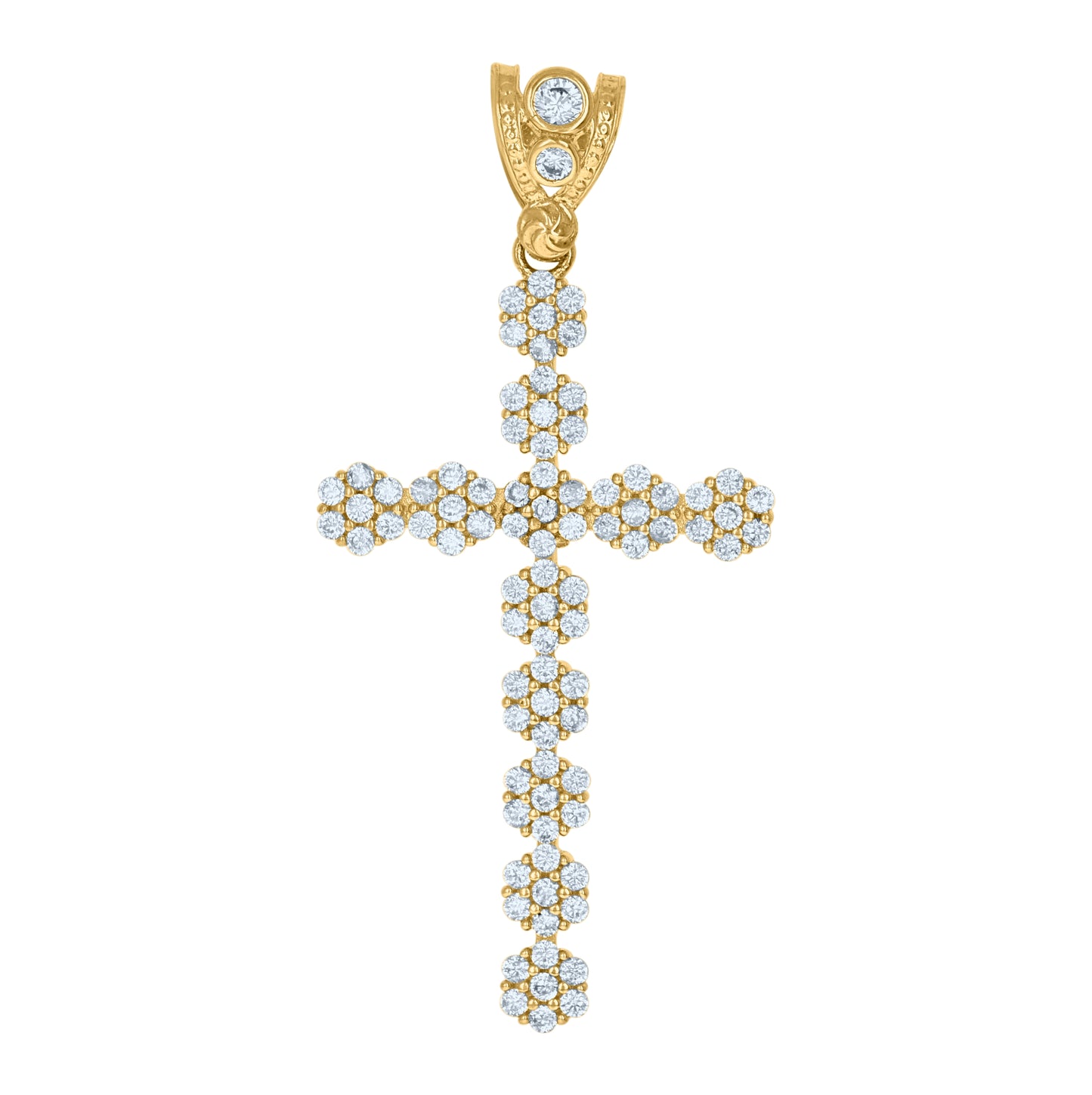 10K Yellow Gold Mens Cubic Zirconia Cross Religious Charm Pendant