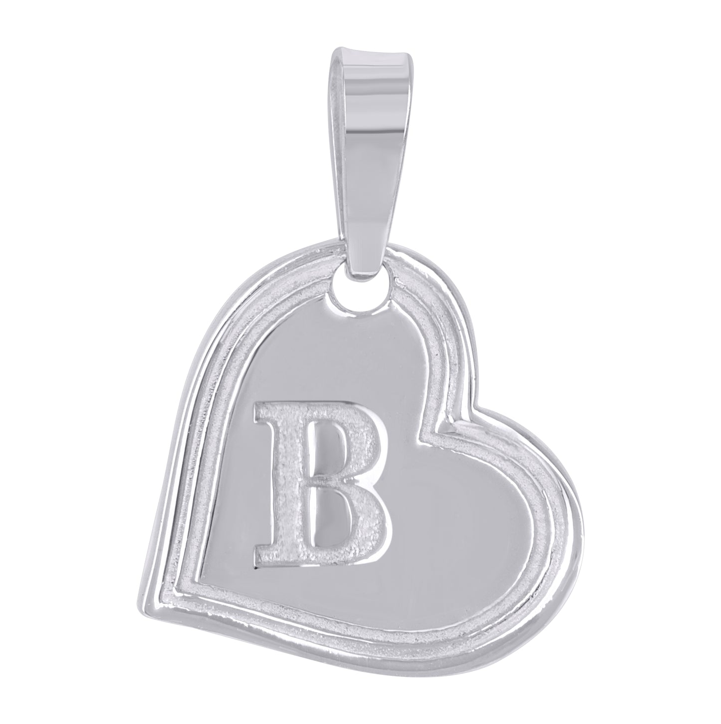 Sterling Silver Womens Love Heart Initial Alphabet Charm Pendant