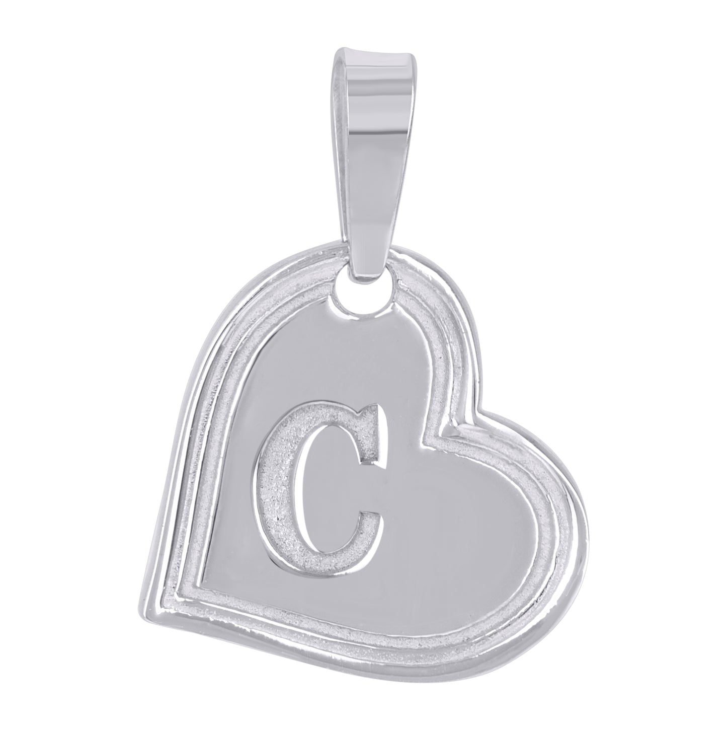 Sterling Silver Womens Love Heart Initial Alphabet Charm Pendant