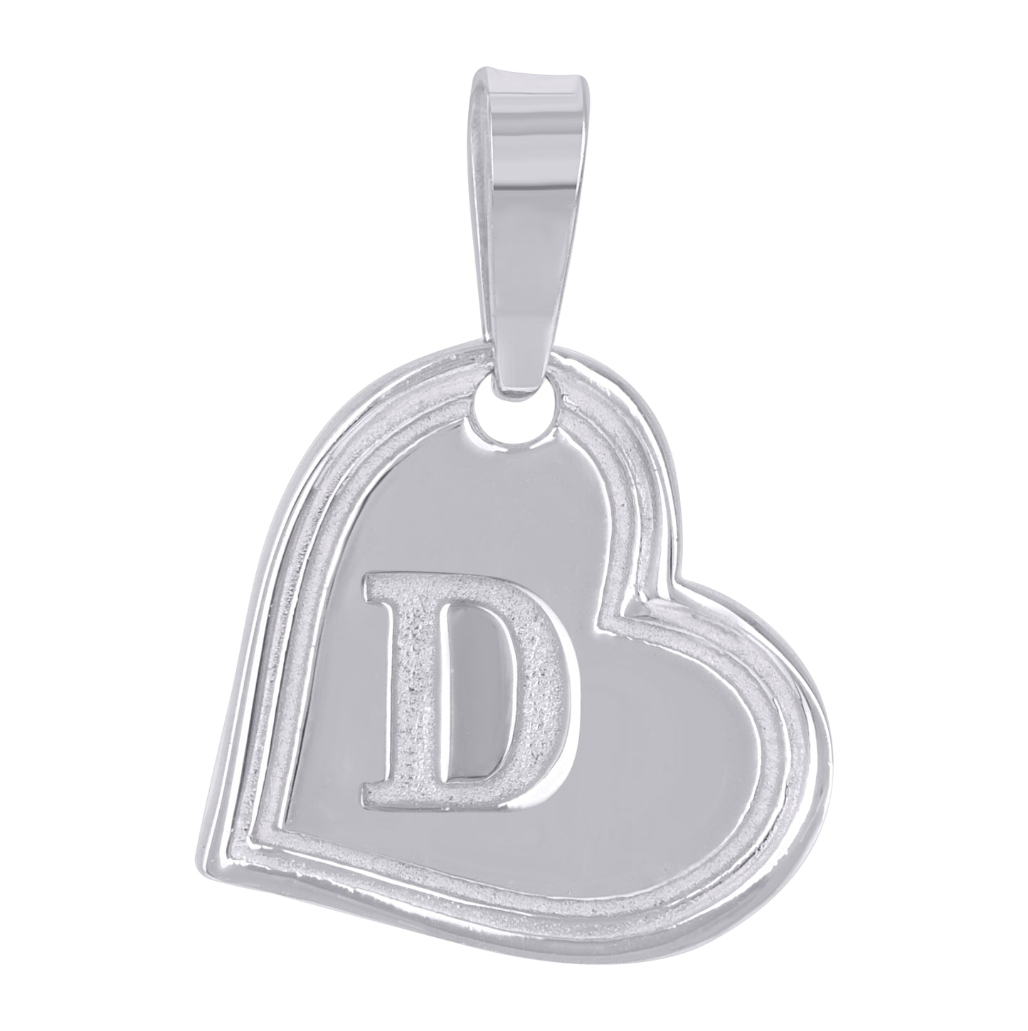 Sterling Silver Womens Love Heart Initial Alphabet Charm Pendant