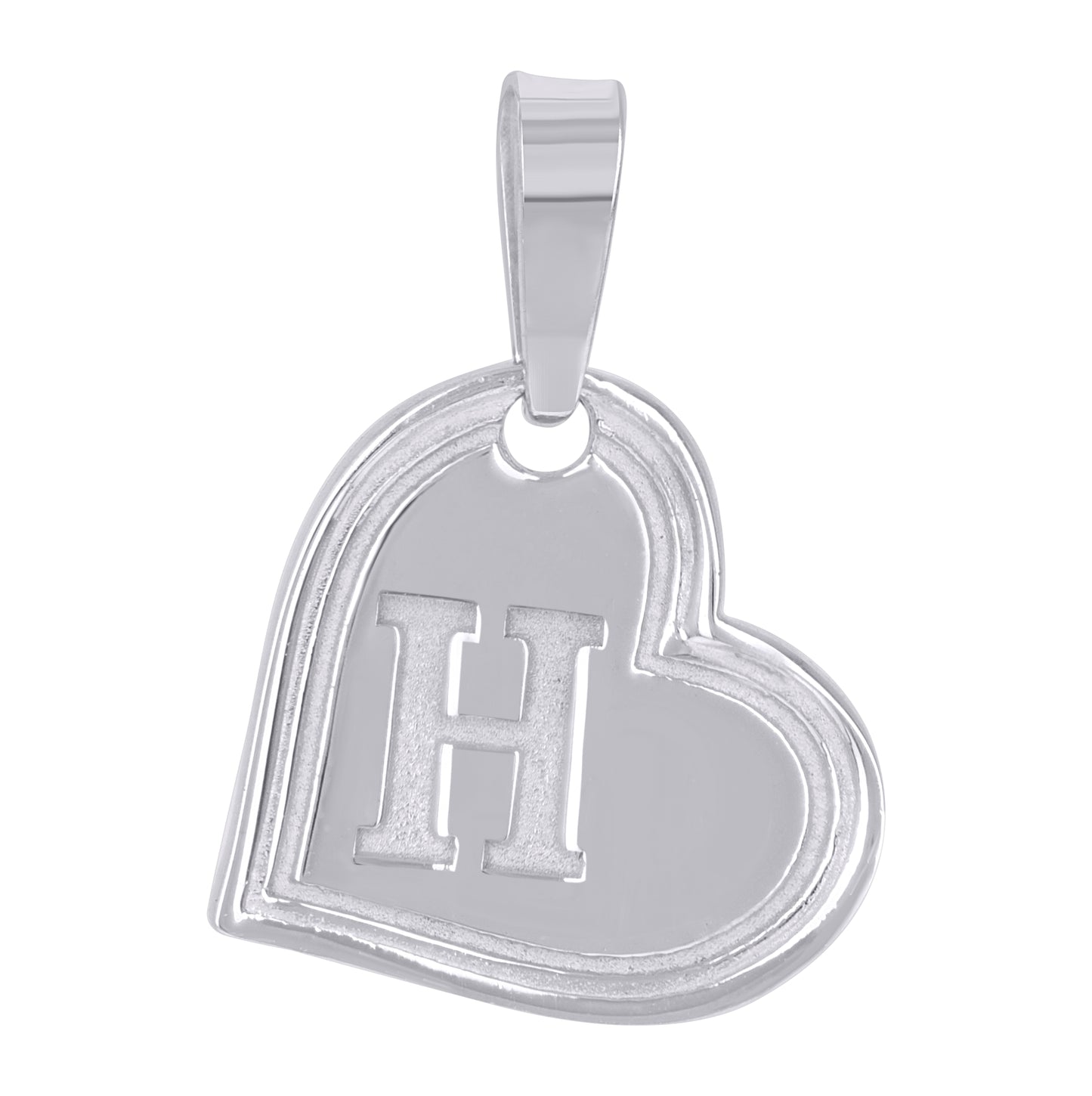 Sterling Silver Womens Love Heart Initial Alphabet Charm Pendant