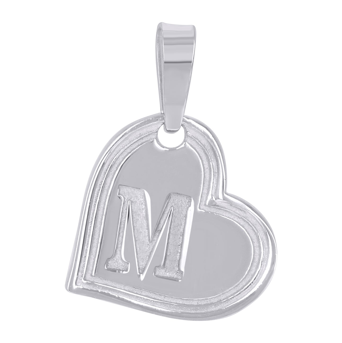 Sterling Silver Womens Love Heart Initial Alphabet Charm Pendant