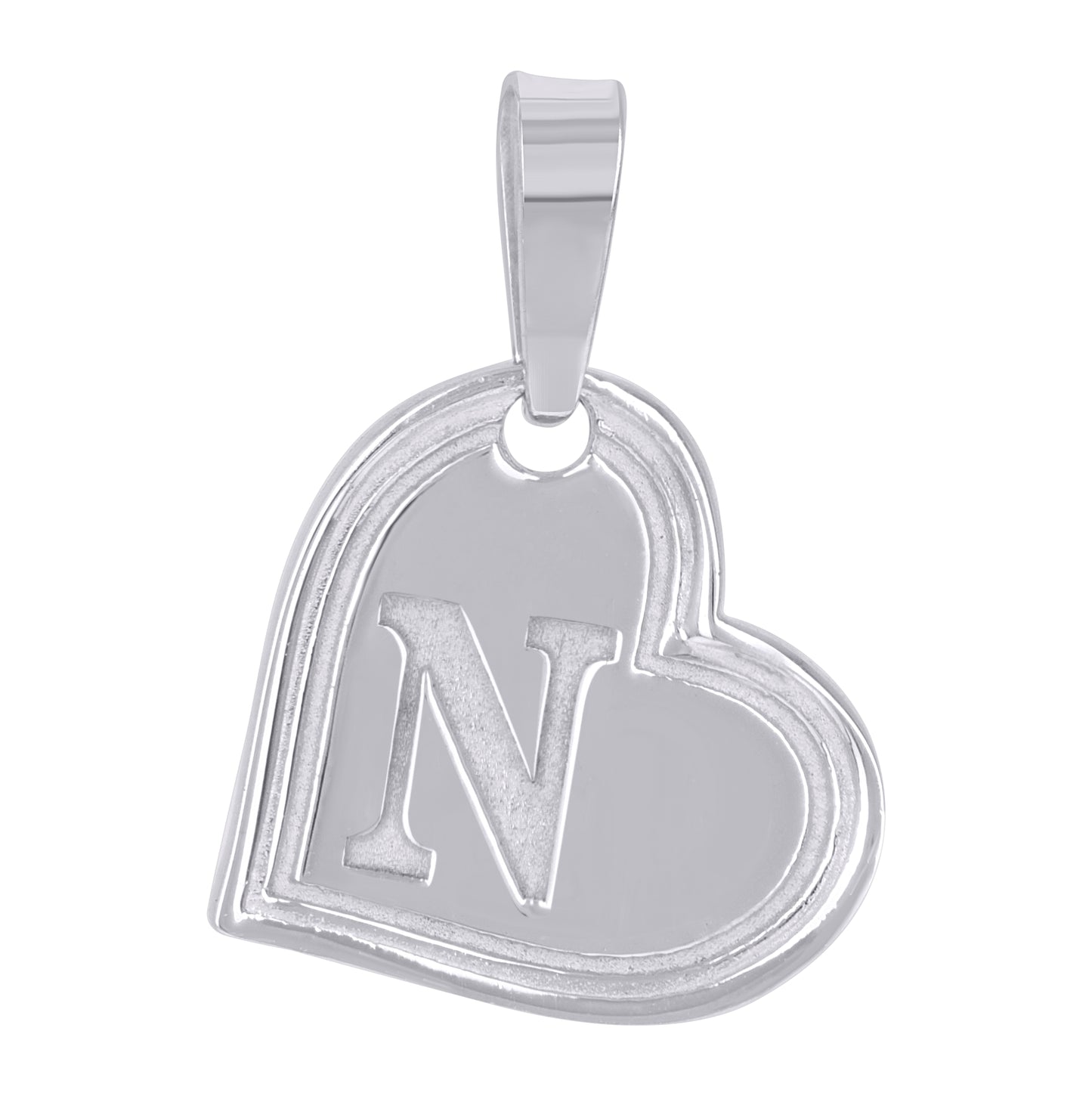 Sterling Silver Womens Love Heart Initial Alphabet Charm Pendant