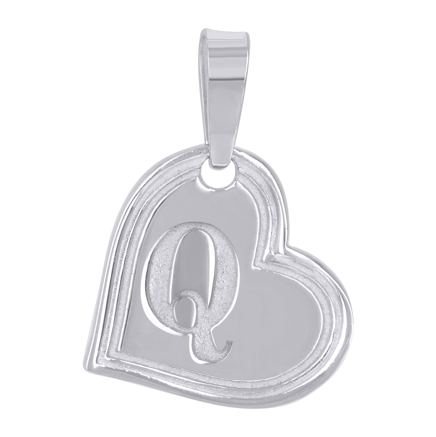 Sterling Silver Womens Love Heart Initial Alphabet Charm Pendant