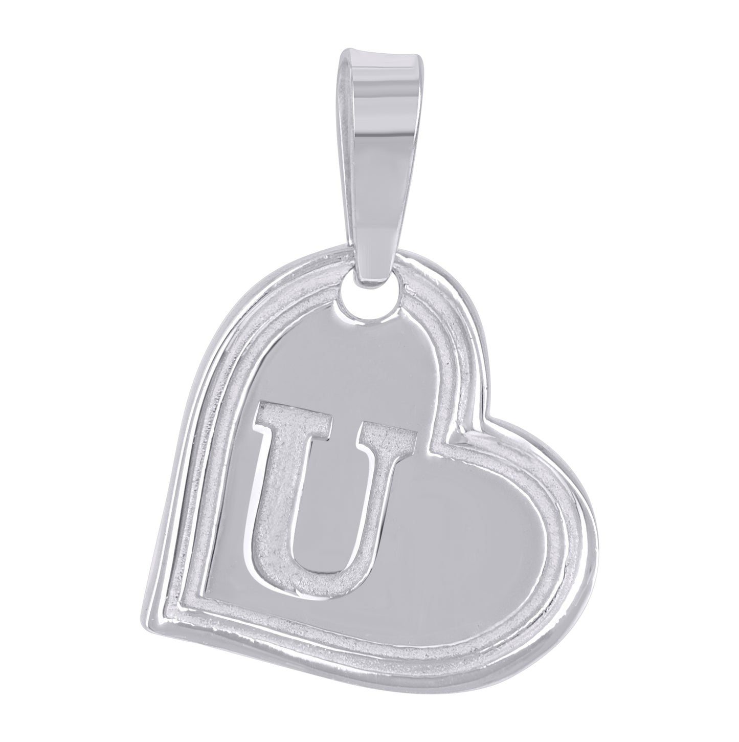Sterling Silver Womens Love Heart Initial Alphabet Charm Pendant