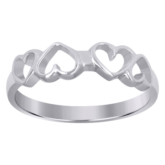 Sterling Silver Womens Heart Love Bridal Anniversary Wedding Engagement Band Ring Size 5 To 8