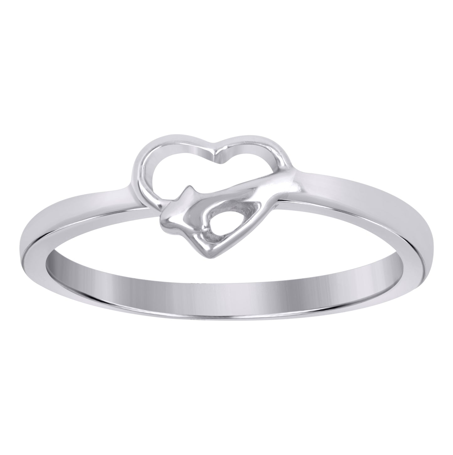 Sterling Silver Women's Heart Love Bridal Anniversary Wedding Engagement Band Ring Size 5 To 8