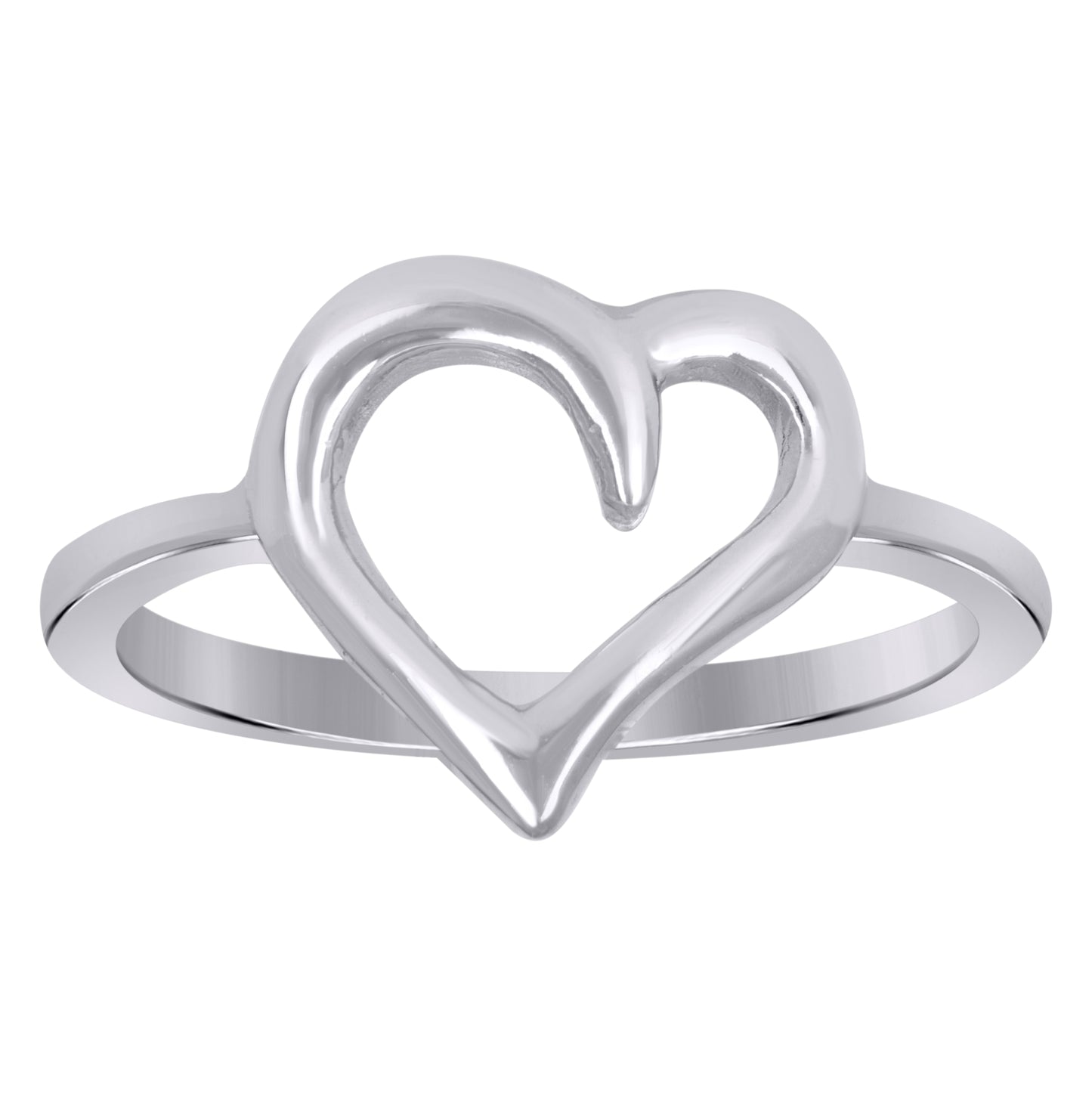Sterling Silver Women's Heart Love Bridal Anniversary Wedding Engagement Band Ring Size 5 To 8