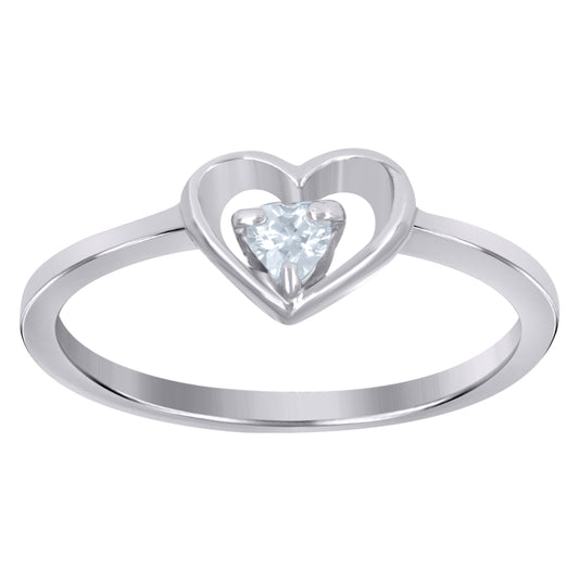 Sterling Silver Womens Trillion Cubic-Zirconia Heart Love Bridal Anniversary Wedding Engagement Band Ring Size 5 To 8