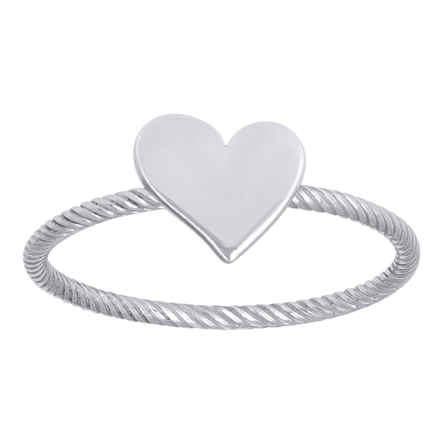 Sterling Silver Women's Heart Love Bridal Anniversary Wedding Engagement Band Ring Size 5 To 8