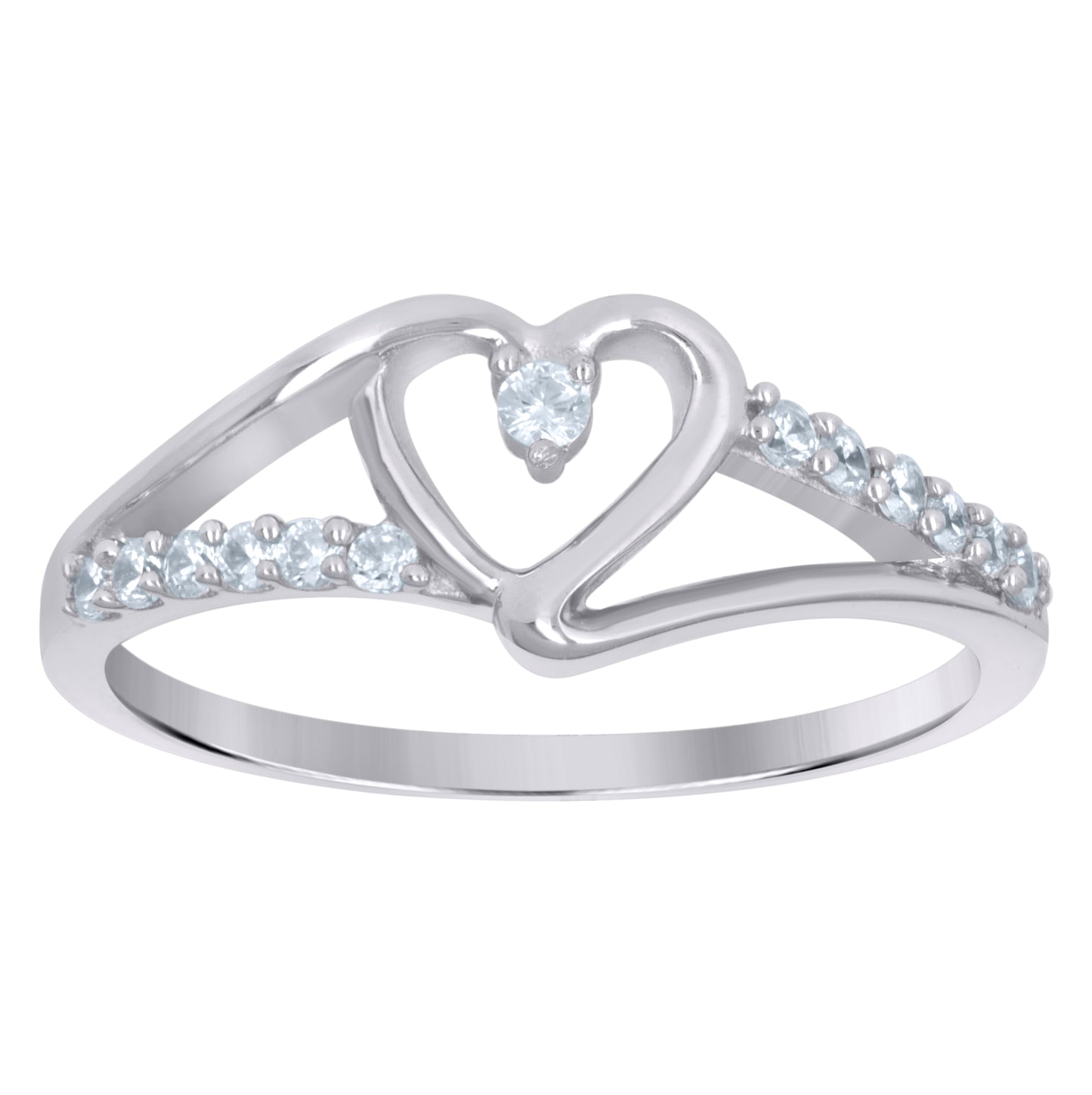 Sterling Silver Womens Cubic-Zirconia Heart Love Bridal Anniversary Wedding Engagement Band Ring Size 5 To 8