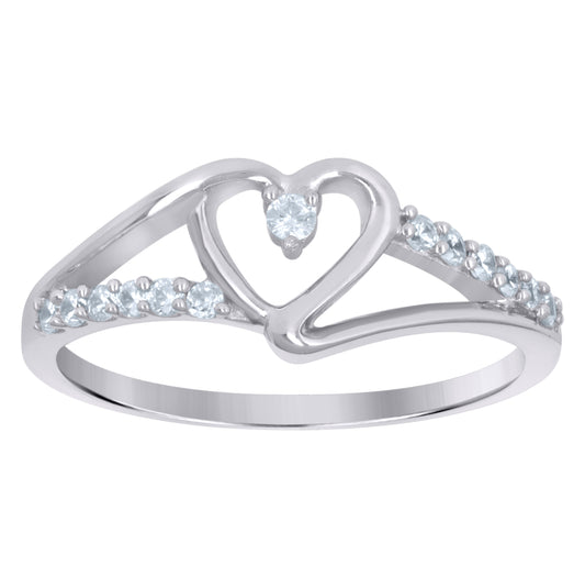 Sterling Silver Womens Cubic-Zirconia Heart Love Bridal Anniversary Wedding Engagement Band Ring Size 5 To 8