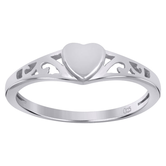Sterling Silver Women's Heart Love Bridal Anniversary Wedding Engagement Band Ring Size 5 To 8
