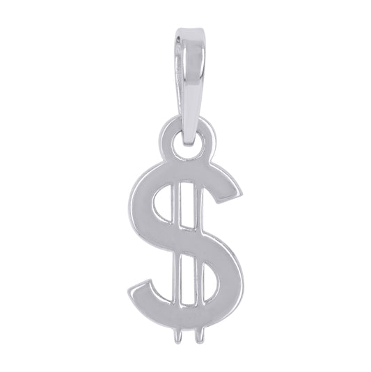 Sterling Silver Unisex Dollar Symbol Currency Fashion Charm Pendant