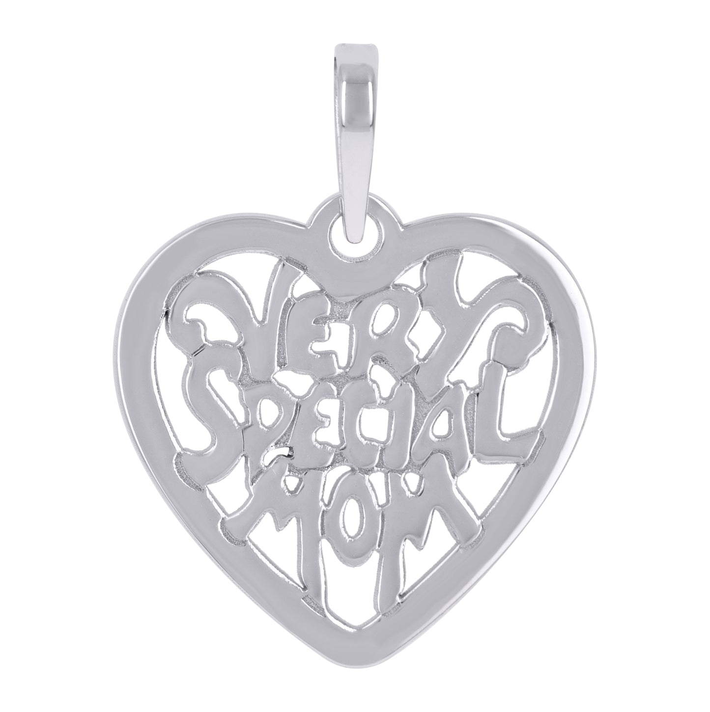 Sterling Silver Womens Special Mom Heart Charm Pendant