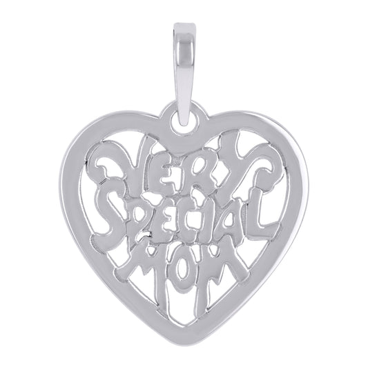 Sterling Silver Womens Special Mom Heart Charm Pendant
