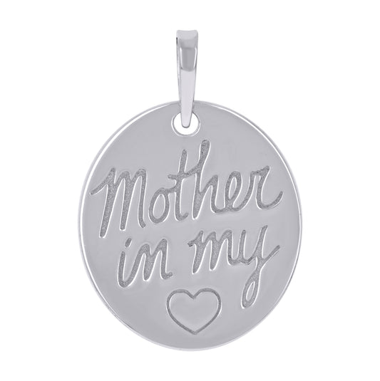 Sterling Silver Unisex Mother In My Heart Charm Pendant