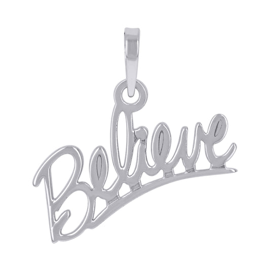 Sterling Silver Unisex Believe Talking Charm Pendant