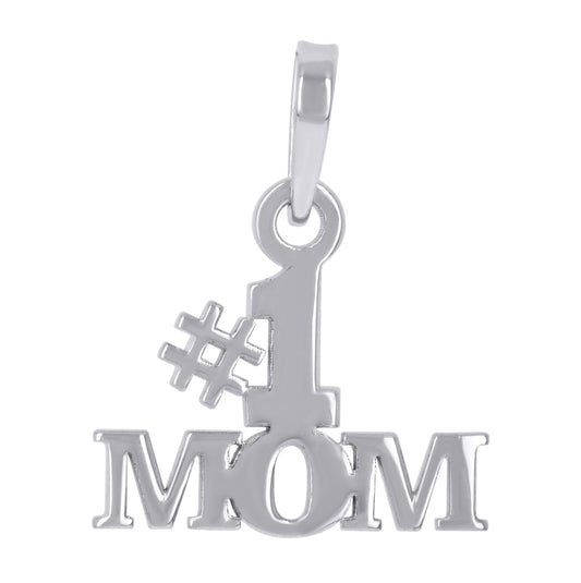 Sterling Silver Womens #1 Mom Talking Charm Pendant