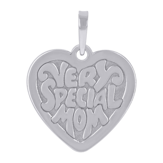 Sterling Silver Womens Very Special Mom Heart Charm Pendant