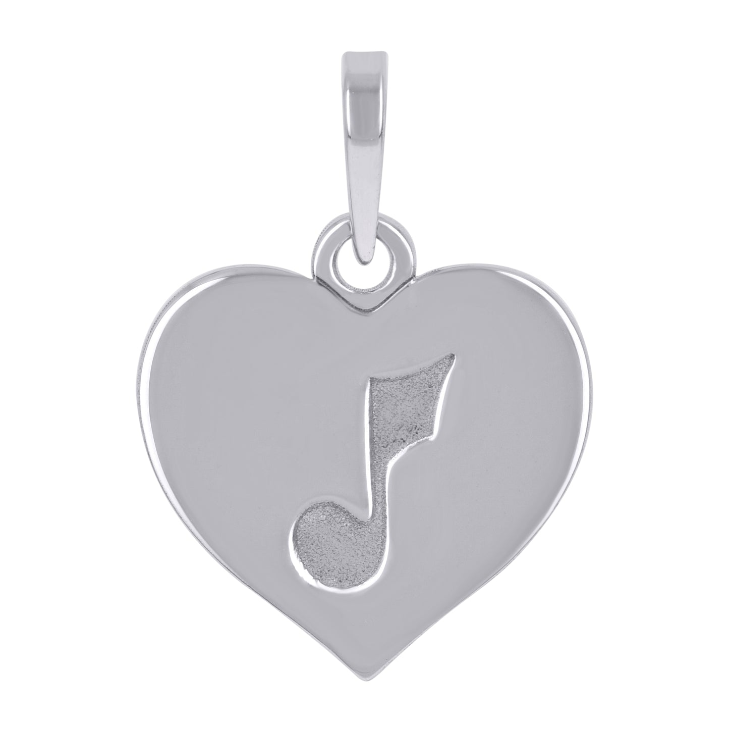 Sterling Silver Womens Treble Clef Music Note Heart Charm Pendant