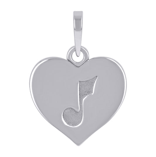 Sterling Silver Womens Treble Clef Music Note Heart Charm Pendant