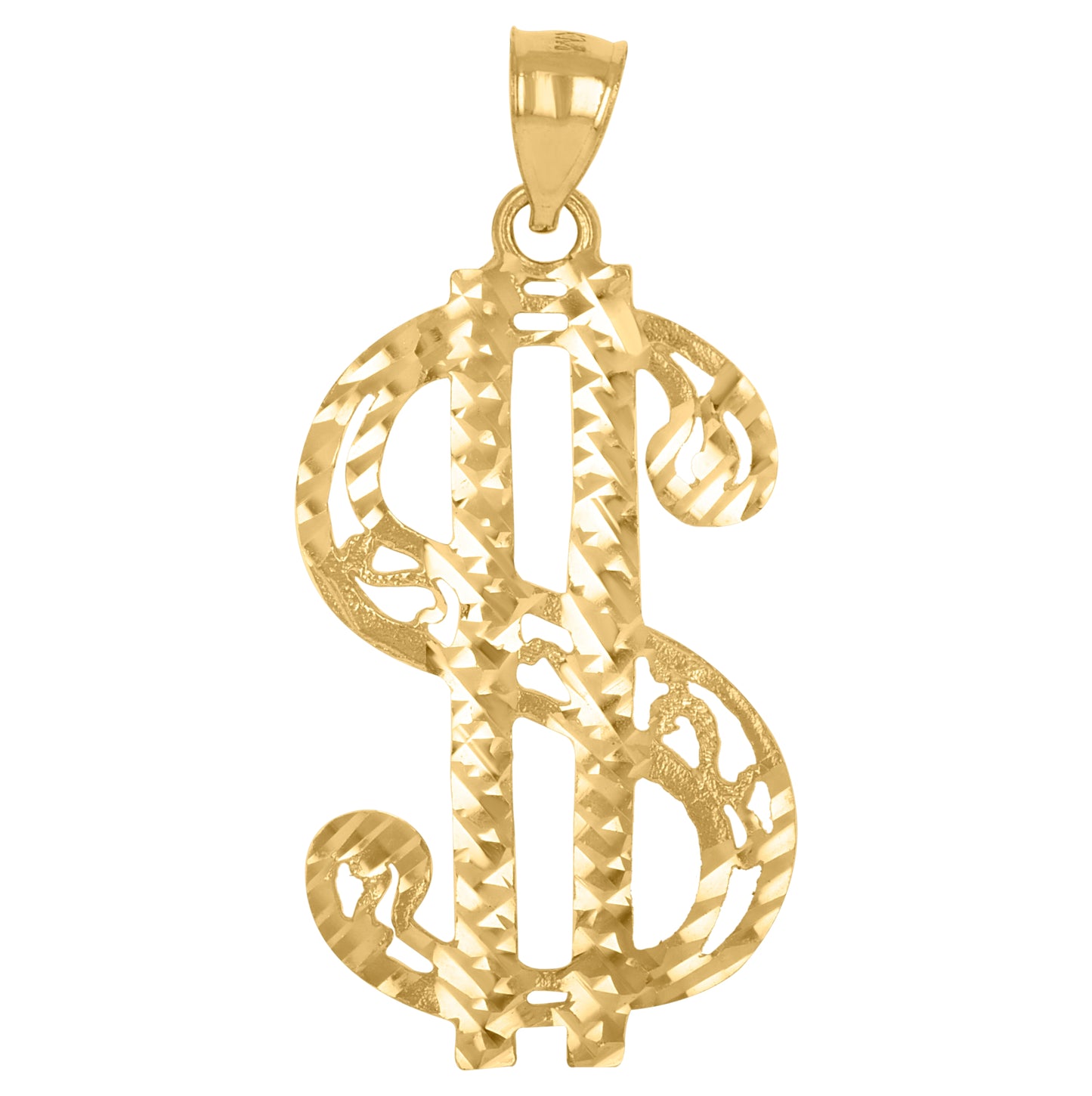 10K Yellow Gold Mens Gambling Dollar Sign Charm Pendant