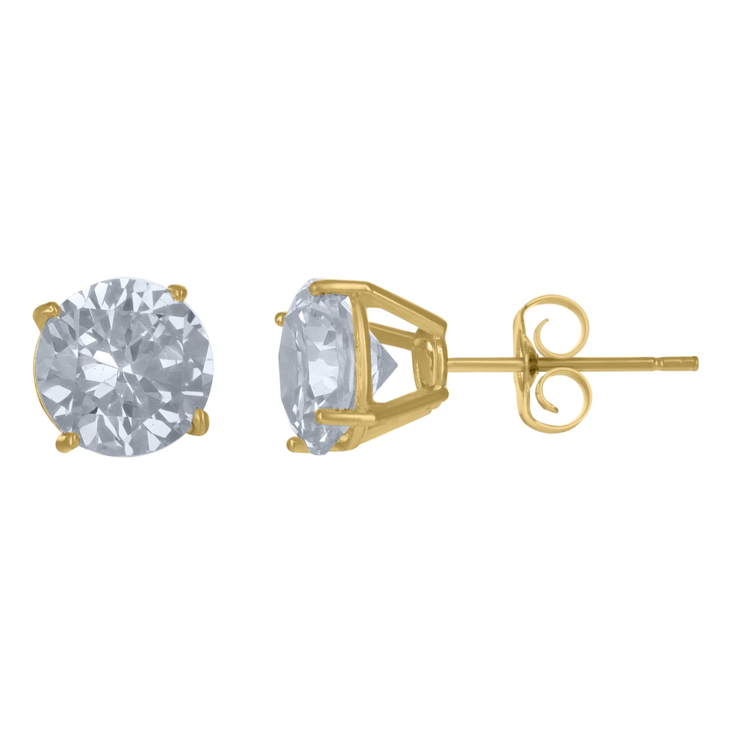 10K Yellow Gold Unisex Cubic-Zirconia Round Stud Earrings