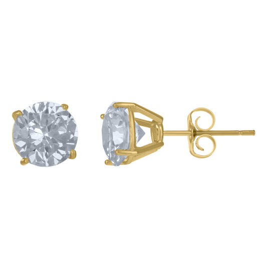 10K Yellow Gold Unisex Cubic-Zirconia Round Stud Earrings
