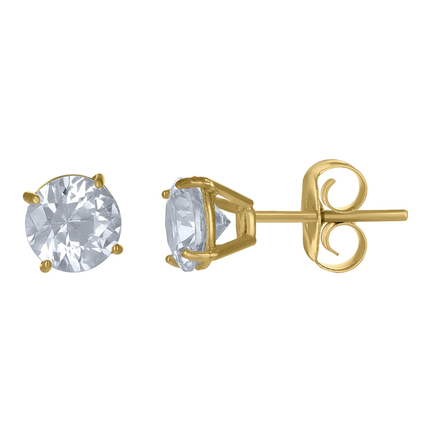 10K Yellow Gold Unisex Cubic-Zirconia Round Stud Earrings