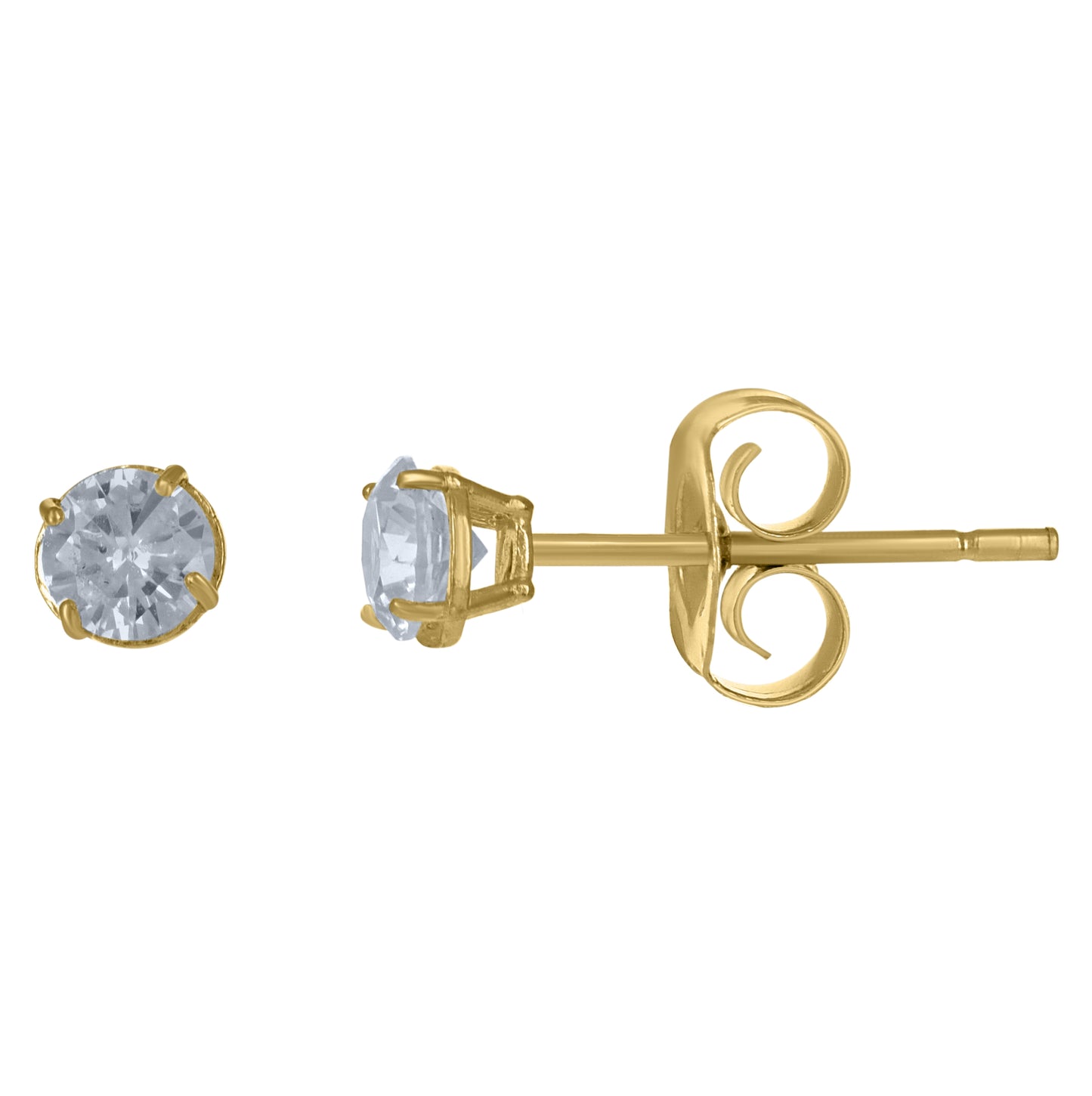 10K Yellow Gold Unisex Cubic-Zirconia Round Stud Earrings